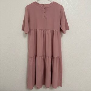 Womens Pink Tiered Dress